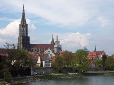 Ulm Cathedral from the banks of the Danube